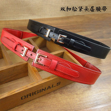 真皮腰封女牛皮宽腰带头层松紧皮带女纯牛皮百搭复古新品双扣显瘦