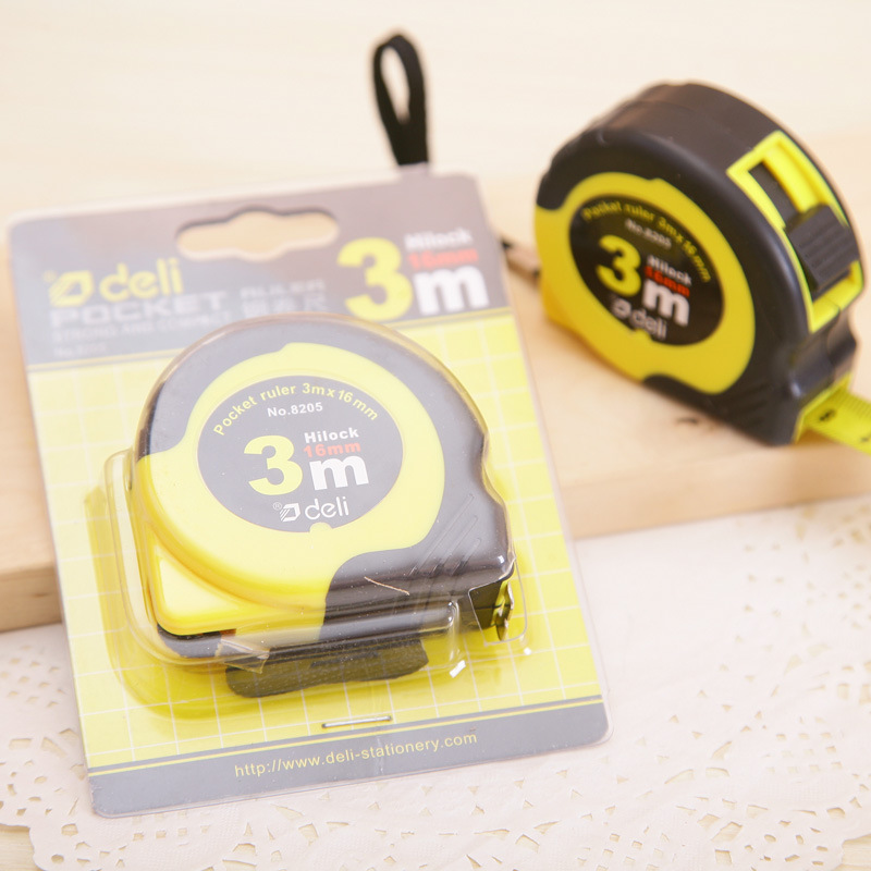 得力8207钢卷尺 3M长拉尺  3米工程钢卷尺 测量尺