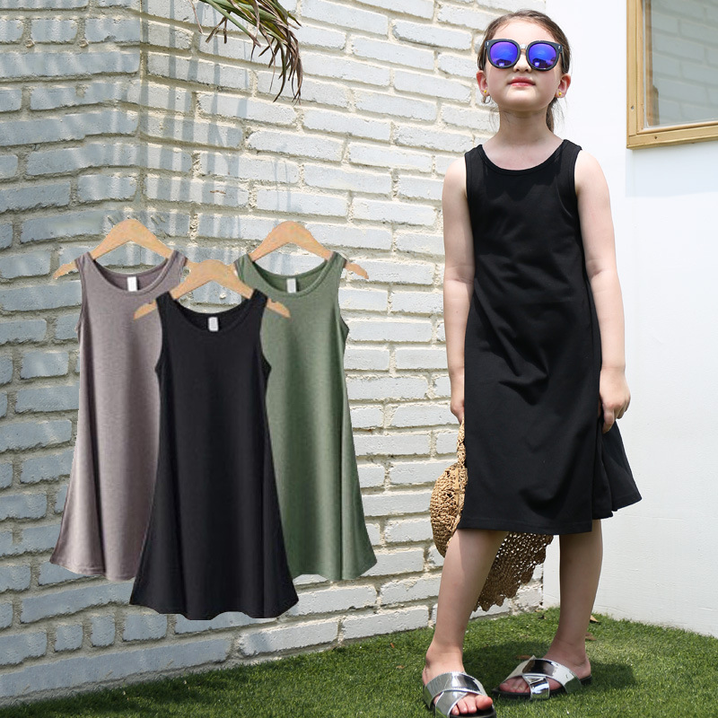 Falda de chaleco sin mangas para niños entre padres e hijos para niñas vestido Medio y niños grandes madre e hija falda de Liga 2023 Verano