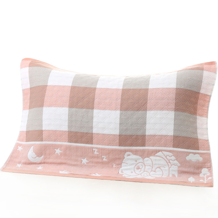 pure cotton Pillowcase Gauze Jacquard weave Simplicity lattice Pillowcase Middle school student dormitory Purchase household Cartoon Pillowcase