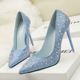 305-1 han edition style sweet and delicate elegant high heel with shallow mouth thin point the lottery drill diamond single shoes