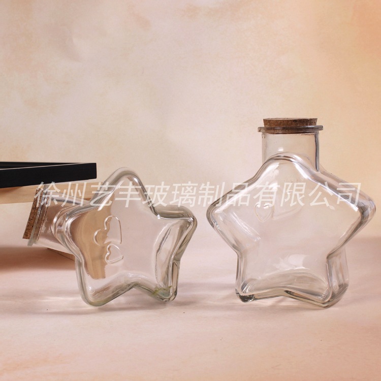 密封玻璃瓶五角星玻璃许愿瓶 星星玻璃瓶纯手工糖果玻璃罐 可定制