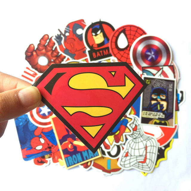 50 Gói Siêu anh hùng Siêu nhân Amazon AliExpress Vụ nổ Doodle Sticker Xe đẩy Nhãn dán Xe di chuyển Nhãn dán
