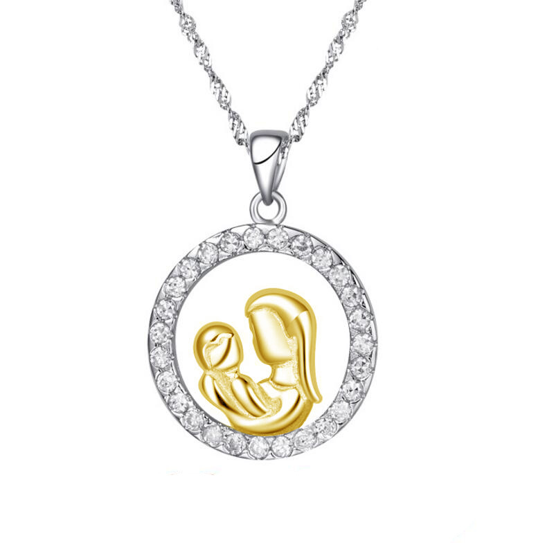 Mother&#39;s Day Necklace Wholesale Zircon Sterling Silver Round Diamond Necklace Yiwu Nihaojewelry Wholesale display picture 1
