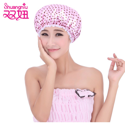 Manufactor Direct selling fresh Shower cap Satin waterproof Shower cap adult eva Shower cap printing double-deck waterproof Shower cap