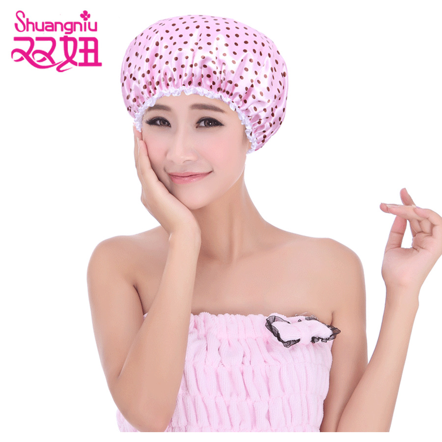 Manufactor Direct selling fresh Shower cap Satin waterproof Shower cap adult eva Shower cap printing double-deck waterproof Shower cap