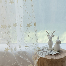 小清新蕾絲綉花窗紗 客廳卧室書房牛奶絲飄窗 窗簾配紗成品定制
