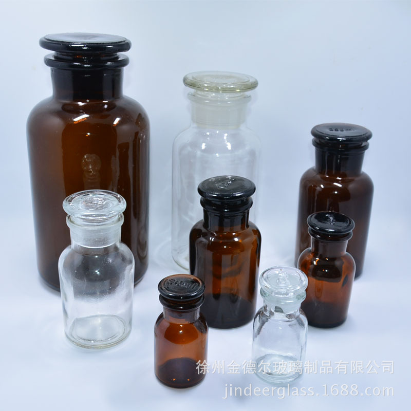 销售30-1000ml 棕色/透明 广口/小口试剂瓶 玻璃 磨口试剂瓶