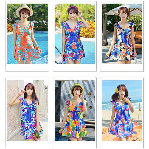 Swimsuit Women's One-Piece Steel Support Plus Size Large Size Belly Conceal Slimming Korean Hot Spring Swimwear Haituo 1506 