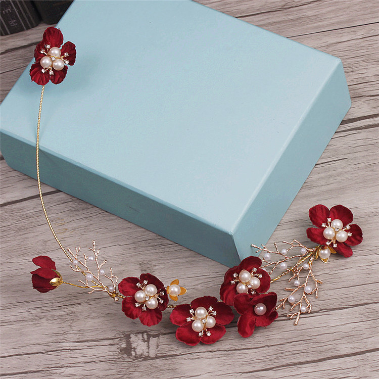 Bridal Headpiece Red Wine