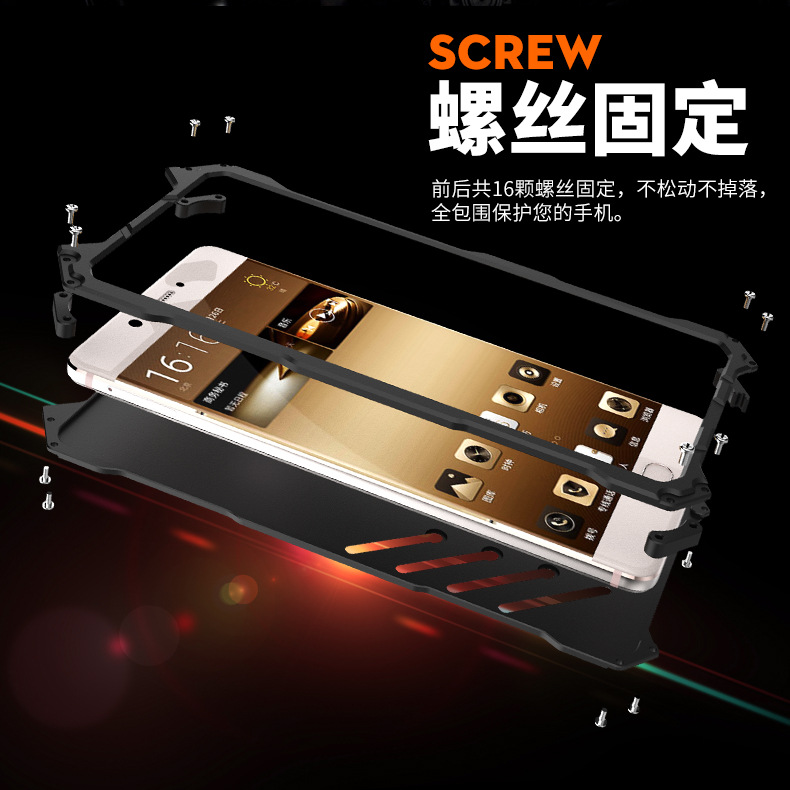 R-Just Batman Shockproof Aluminum Shell Metal Case with Custom Stent for Gionee M6s Plus