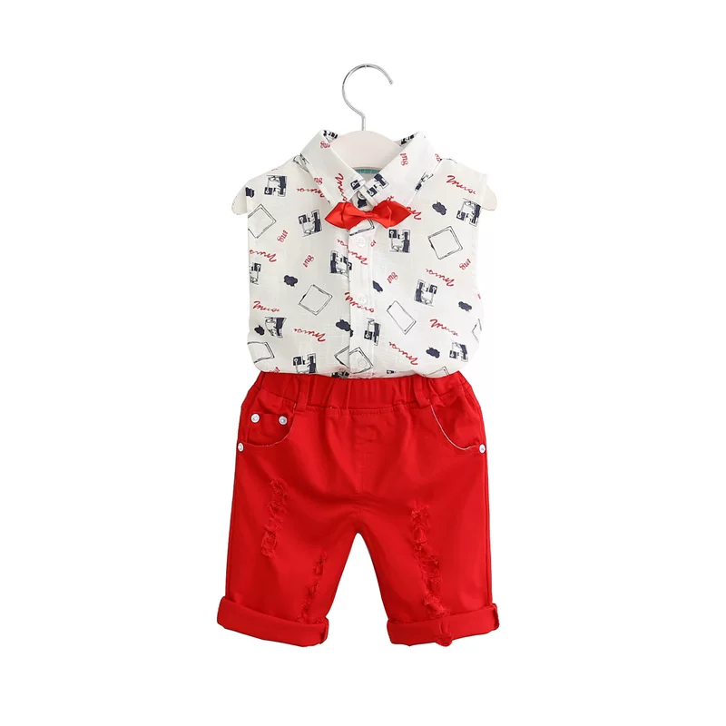 Fashionable vest, set, bow tie, belt, Korean style, cotton and linen