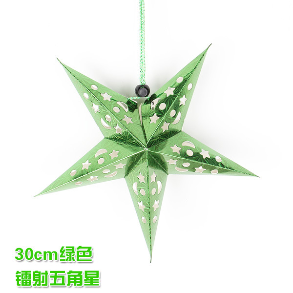 En stock vacaciones celebración decoración tridimensional láser Navidad estrella de cinco puntas techo decoración papel estrella escena pantalla