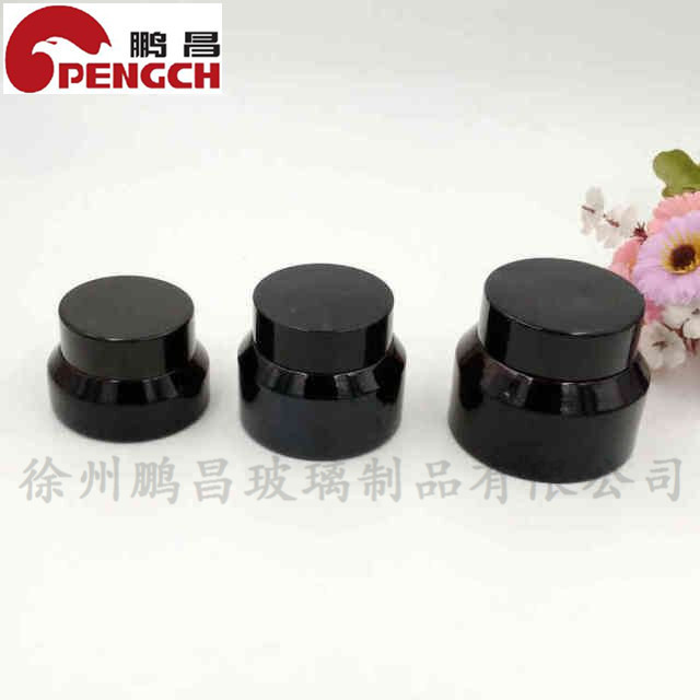 化妆品分装瓶斜肩面霜瓶玻璃膏霜瓶15--50g膏霜包装高白料玻璃瓶