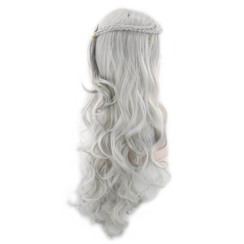 perruque synthétique The Game Song of Ice Fire Denise 70cm Tissage Argent Cheveux Longs Bouclés et Perruque Dorée Fille_voghion.com