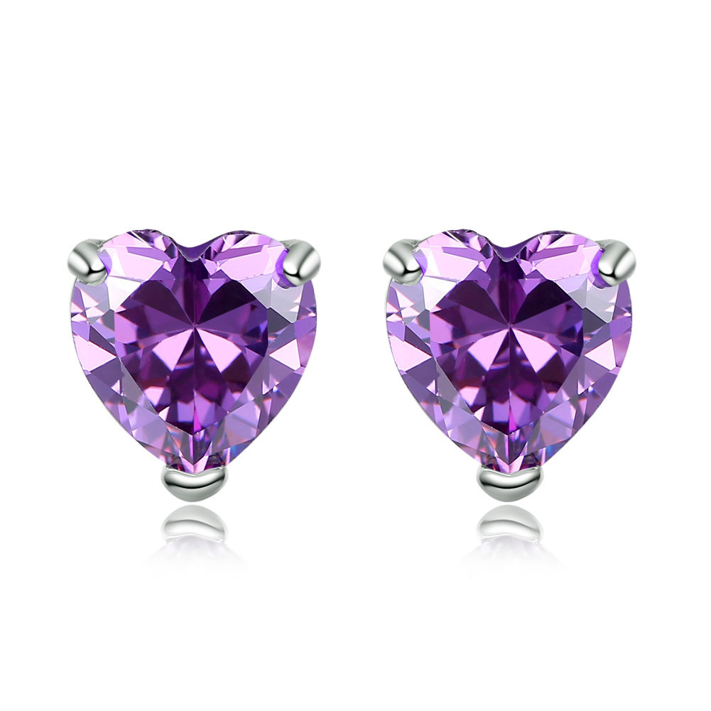 Heart Shaped Zircon Stud Earrings display picture 1