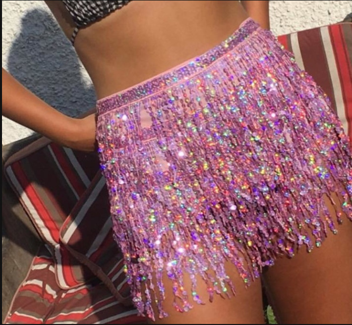 Sequin Tassel Show Skirt  NSXYA45739