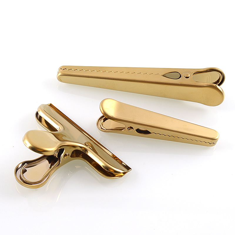 Northern Europe style Stainless steel Clamp Paper clips golden Dovetail clamp Simplicity Metal Sealing clip Manufactor goods in stock Direct selling