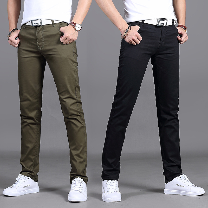 2020 pantalones casuales de otoño e invierno para hombres pantalones casuales de estilo coreano slim fit para hombres pantalones casuales rectos de cintura media para hombres pantalones de hombre al por mayor