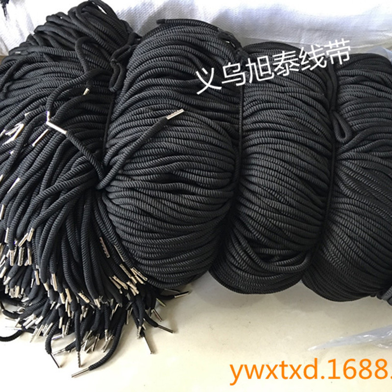 圆绳罗纹带金属绳头打子弹头彩色涤纶裤腰衣帽绳卫衣绳服装辅料