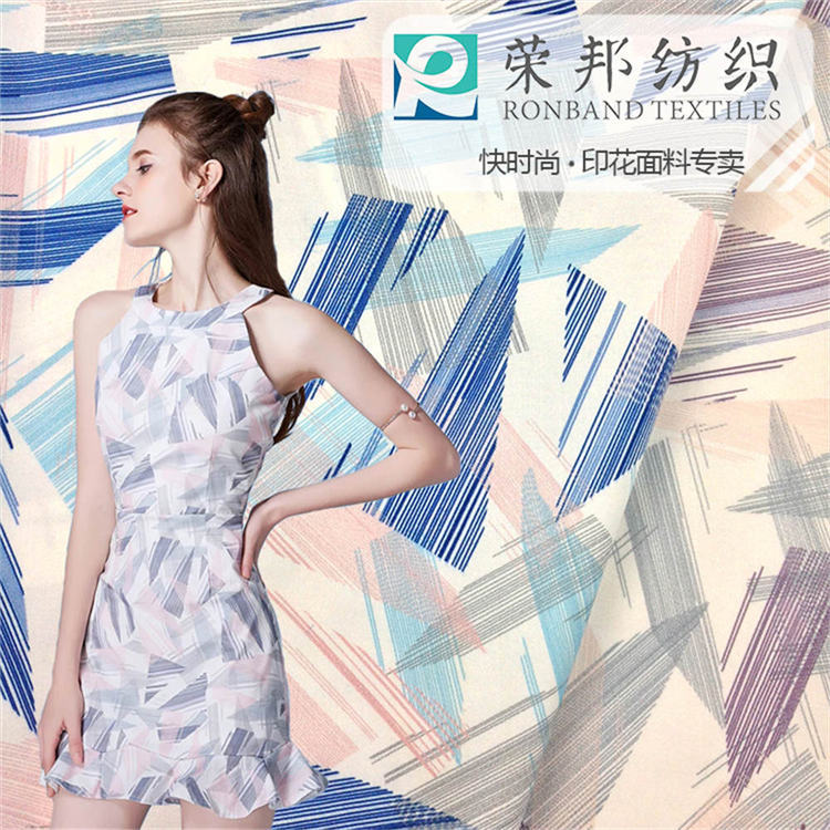 女装热销几何印花布 汉服旗袍连衣裙数码高品质印花面料