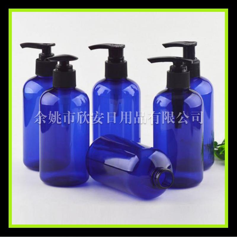 沐浴露矮胖蓝色瓶250ml旋泵塑料瓶 洗发水瓶 身体乳瓶 鸭嘴瓶