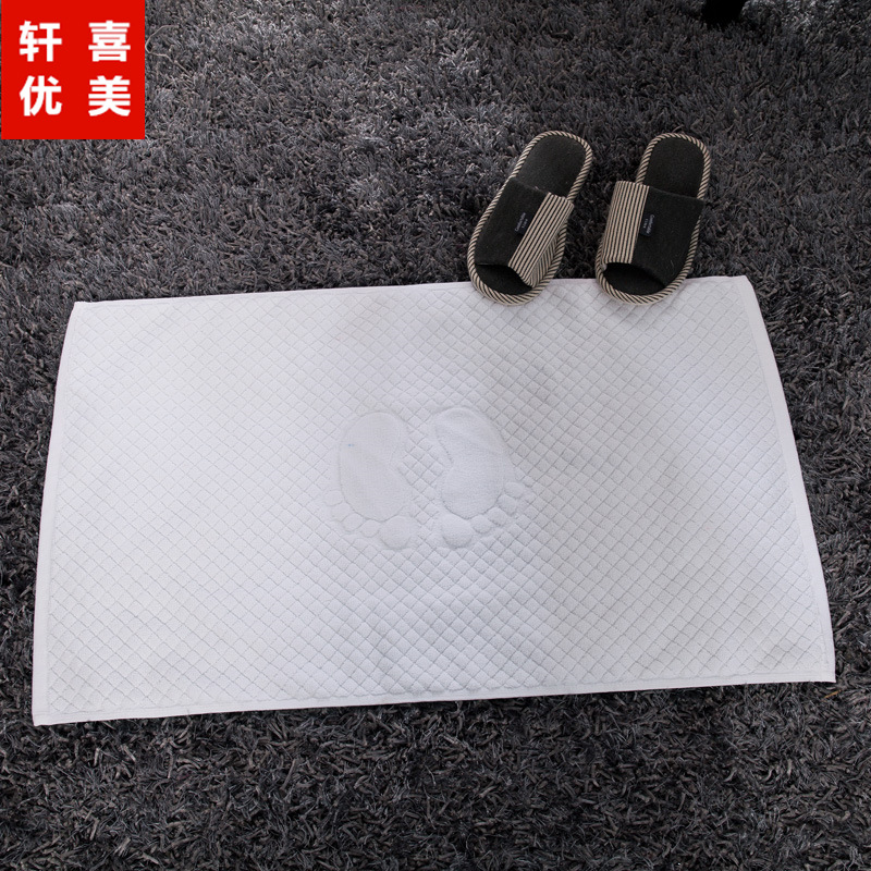 五星级酒店布草宾馆洗浴足浴美容院32支加厚白色地巾批发定做|ms