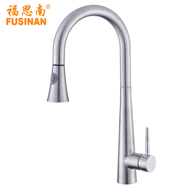 Gun Ash 304 Stainless Steel Wire-drawing Rocket Pull-out Dual-mode Kitchen Sink Vegetable Basin Hot and Cold Tap Gun Ash 304 Stainless Steel Wire-drawing Rocket Pull-out Dual-mode Kitchen Sink Vegetable Basin Hot and Cold Tap