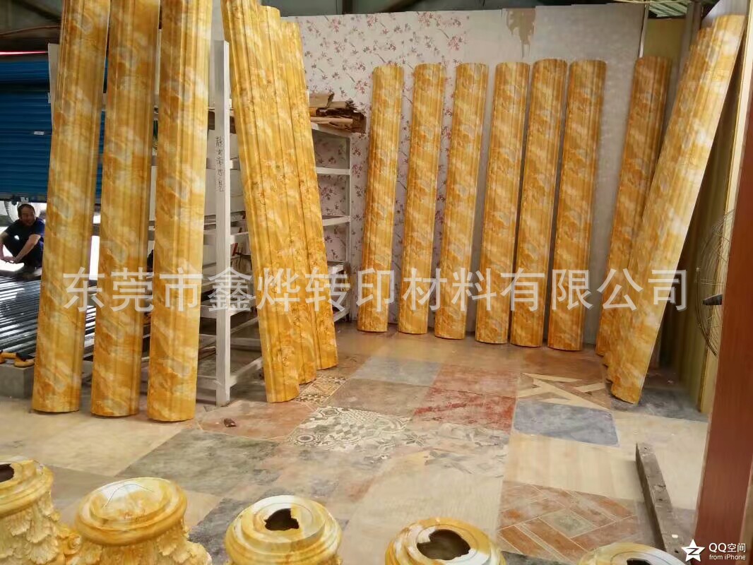 石塑PVC罗马柱背景水转印膜