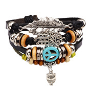 European And American Jewelry Leather Cord Woven Alloy Guitar Bracelet Three-piece Set display picture 19