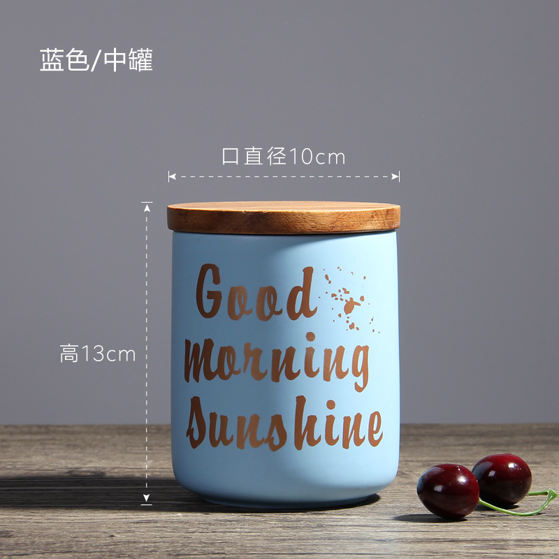 Nórdico creativo tarro de almacenamiento de cerámica con tapa sellada tarro de almacenamiento de cocina té café tarro decoración del hogar al por mayor