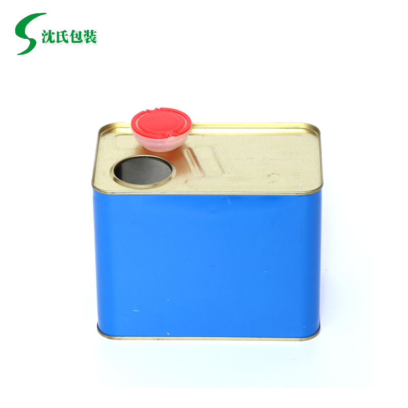 厂家直供2L方形马口铁油漆桶加厚铁皮油桶蓝色金属涂料包装桶定