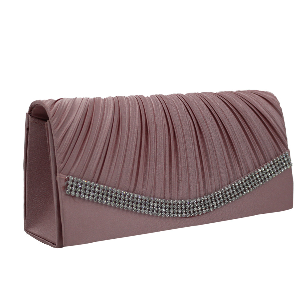 Women's Medium All Seasons Polyester Solid Color Fashion Rhinestone Square Flip Cover Evening Bag display picture 4