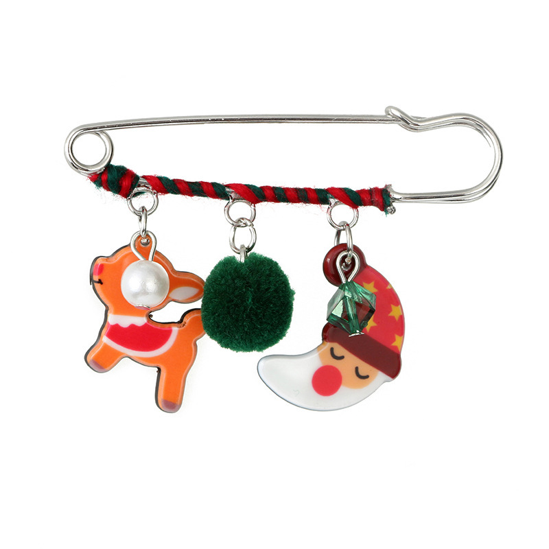 Cartoon Cute Acrylic Christmas Snowman Deer Hat Old Man Head Logo Badge Brooch display picture 2