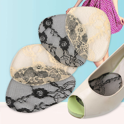 男女通用GEL可水洗粘性蕾丝防滑减震带布前掌防滑垫