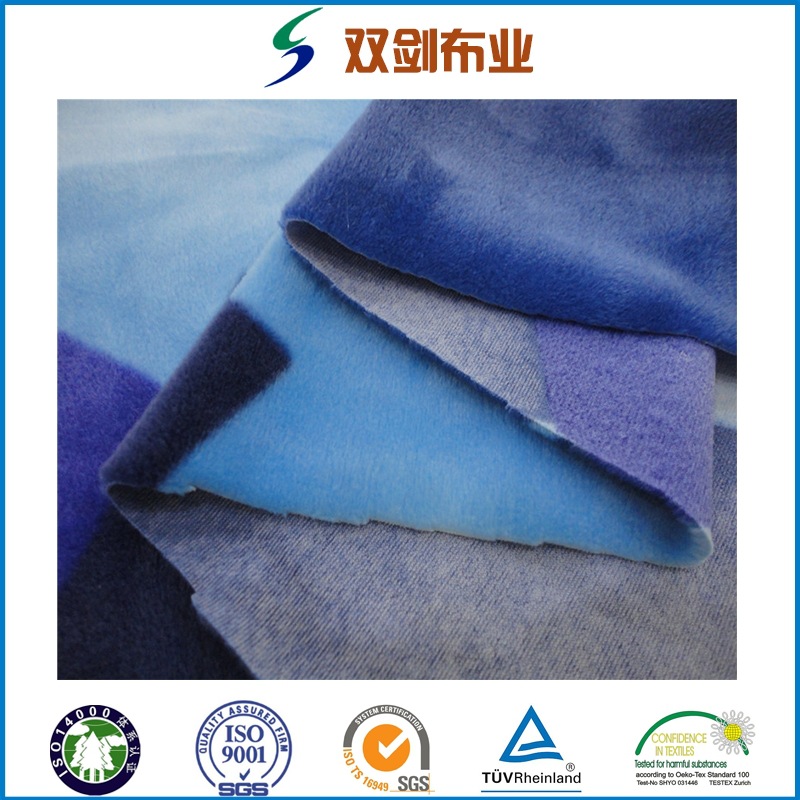 经编单面氨纶超柔染色印花经编银狐绒服装玩具面料