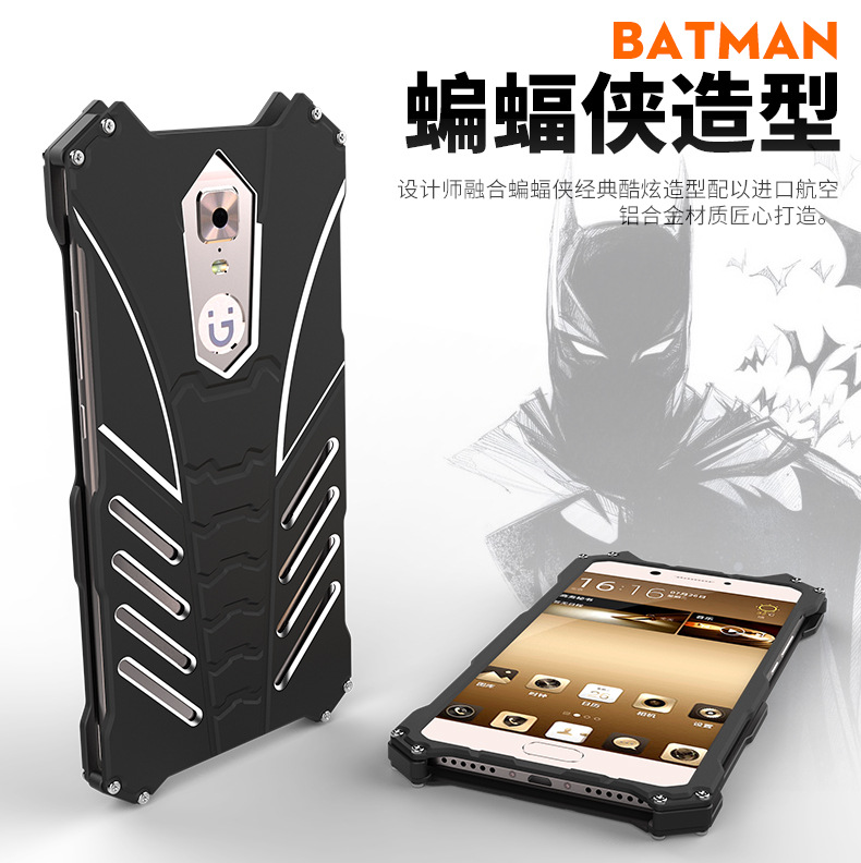 R-Just Batman Shockproof Aluminum Shell Metal Case with Custom Stent for Gionee M6s Plus