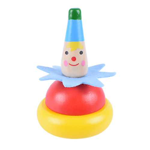 Foreign trade clown spinning top LLW02 cute wooden painted traditional top children's nostalgic toy 0.045