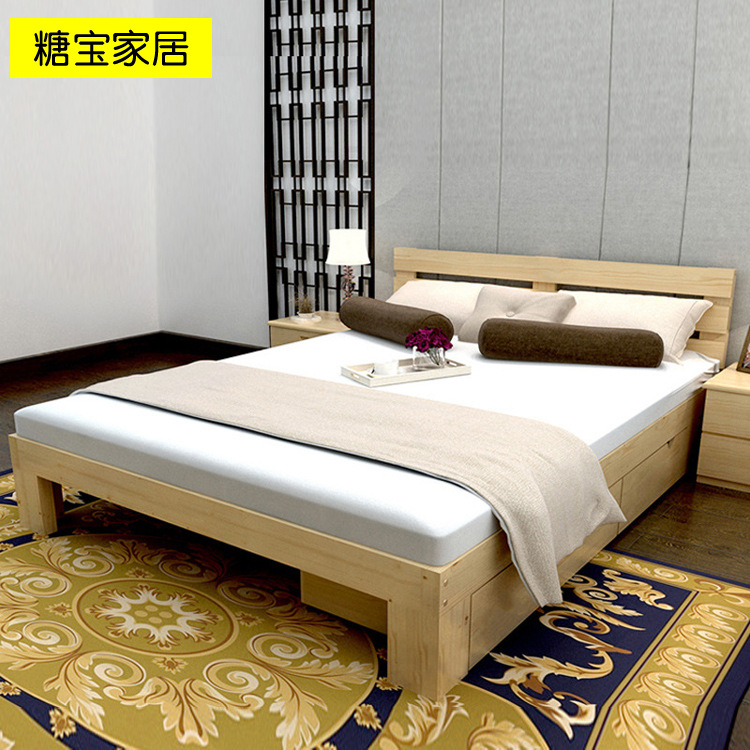 Simplicity modern Special Offer Solid wood bed 1.8m Double bed pine Children bed 1.2m1.5m solid wood single bed wholesale