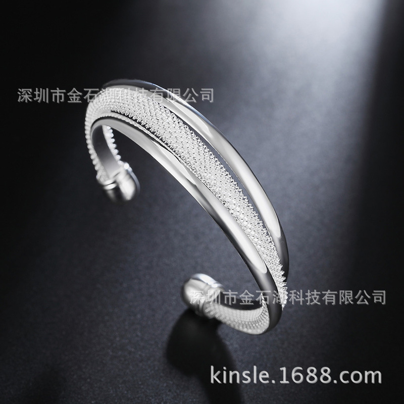 Korean fashion jewelry special wholesale hot silver beveled net bracelet factory direct foreign trade spot