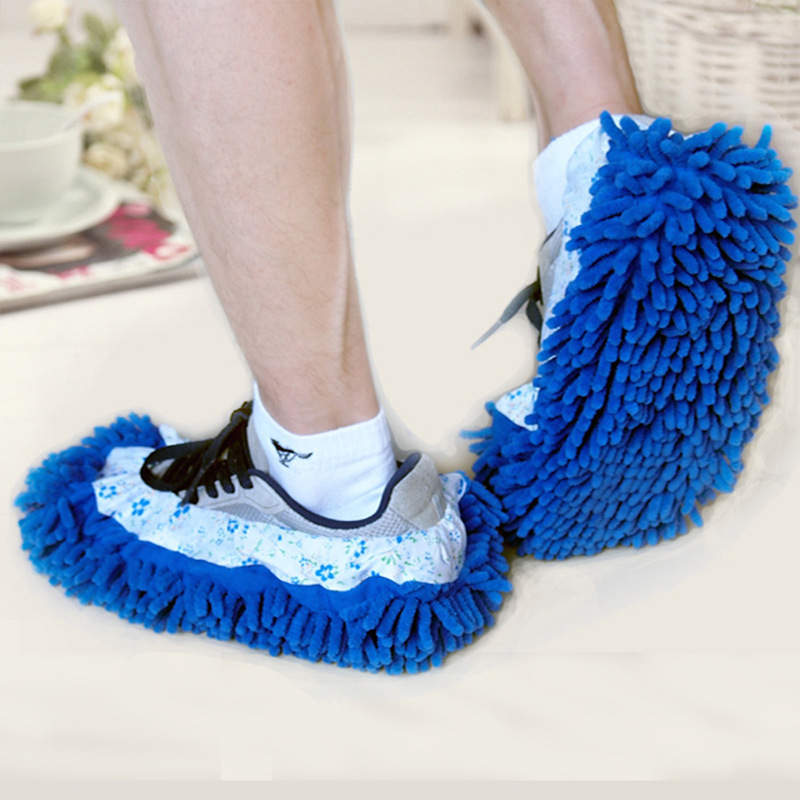 Large size extra long and wide encrypted chenille foot covers lazy mopping floor slippers machine room shoe covers single