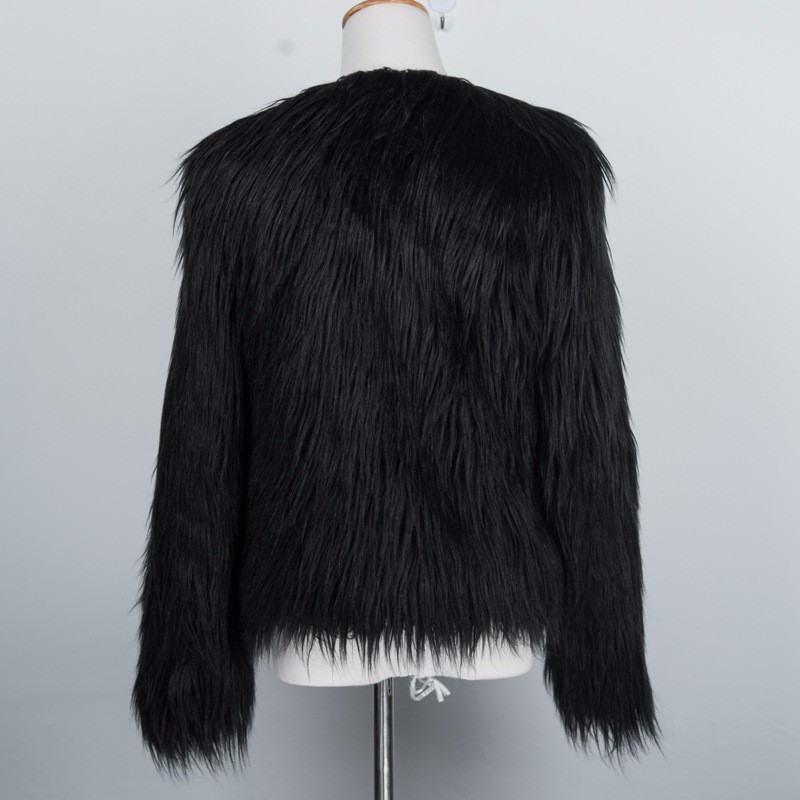 Women's Fashion Solid Color Zipper Coat Faux Fur Coat display picture 10