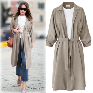 new women’s autumn and winter European and American solid large long trench coat