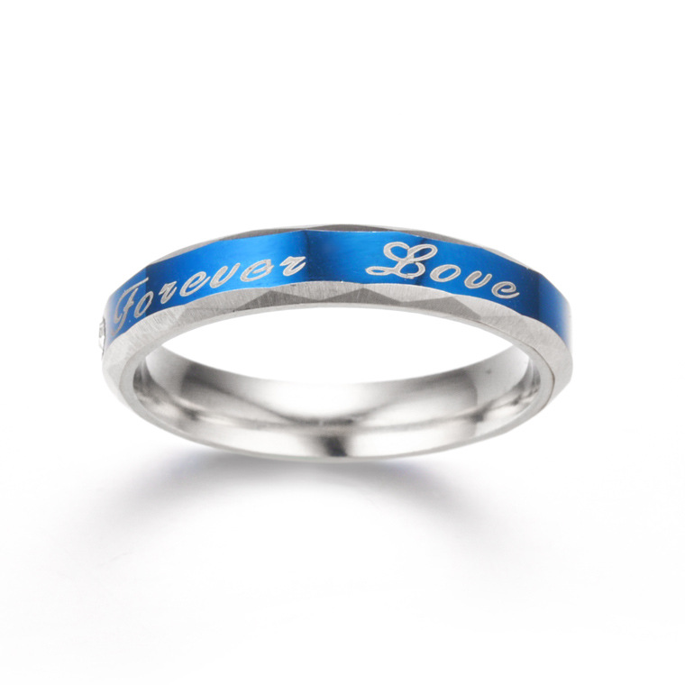 Wholesale Stainless Steel Blue Diamond Couple Ring Nihaojewelry display picture 6