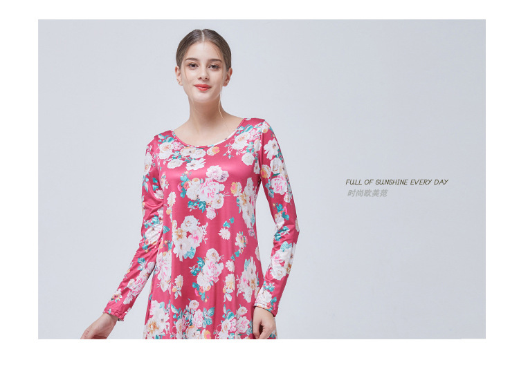 print round neck loose long sleeve dress  NSJR33388