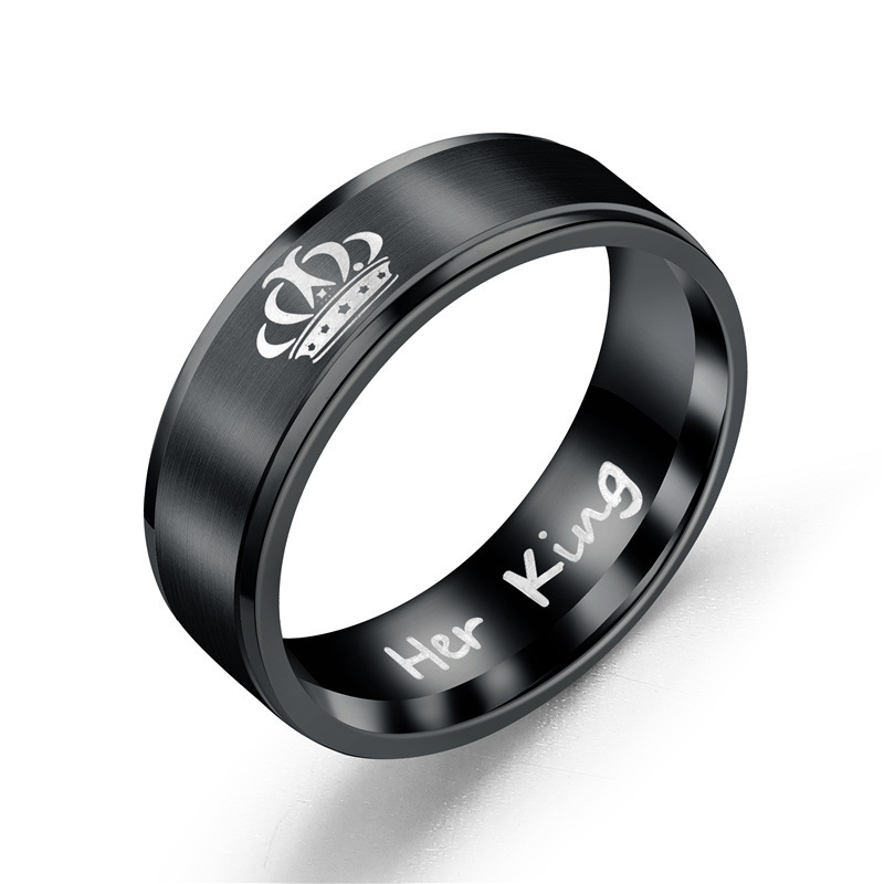 Titanium Steel Retro Love Ilove You Hand In Hand Couple Ring display picture 5