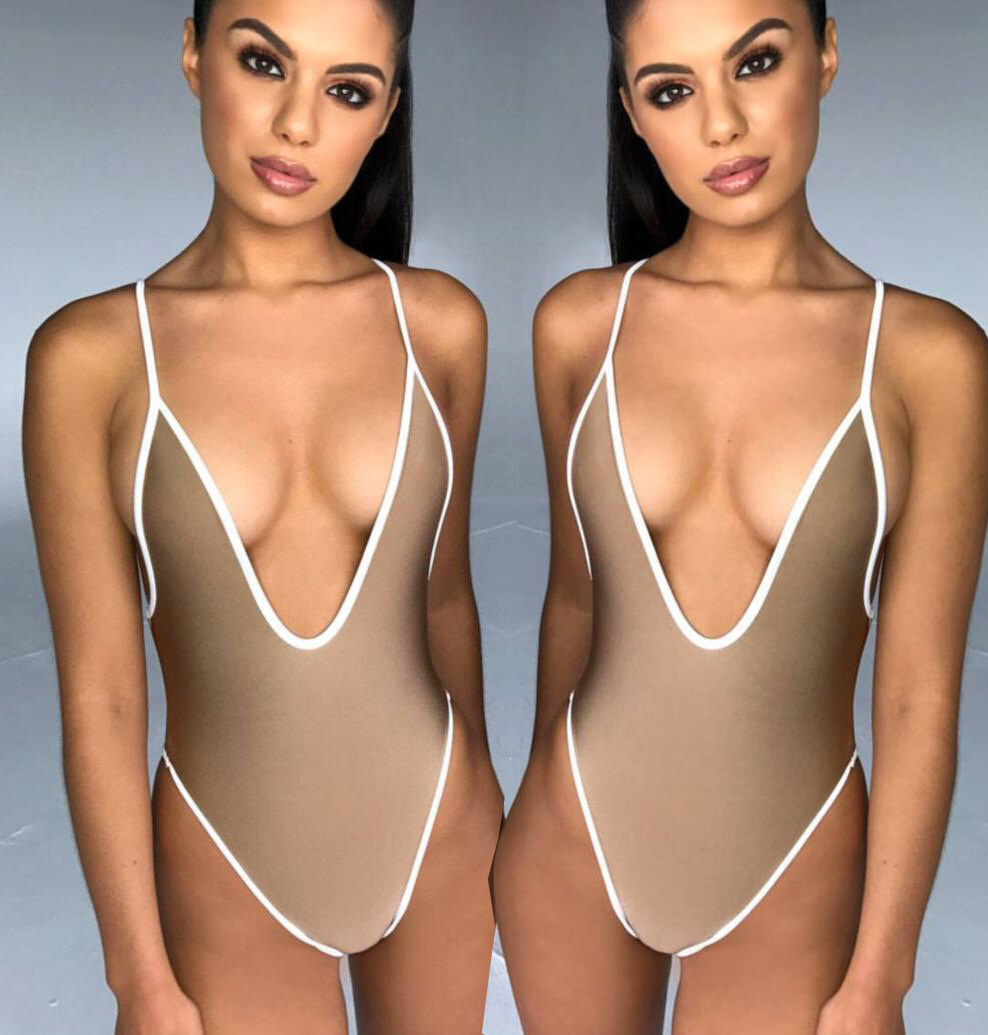 v-neck sling one-piece swimsuit nihaostyles wholesale clothing NSCMB95182