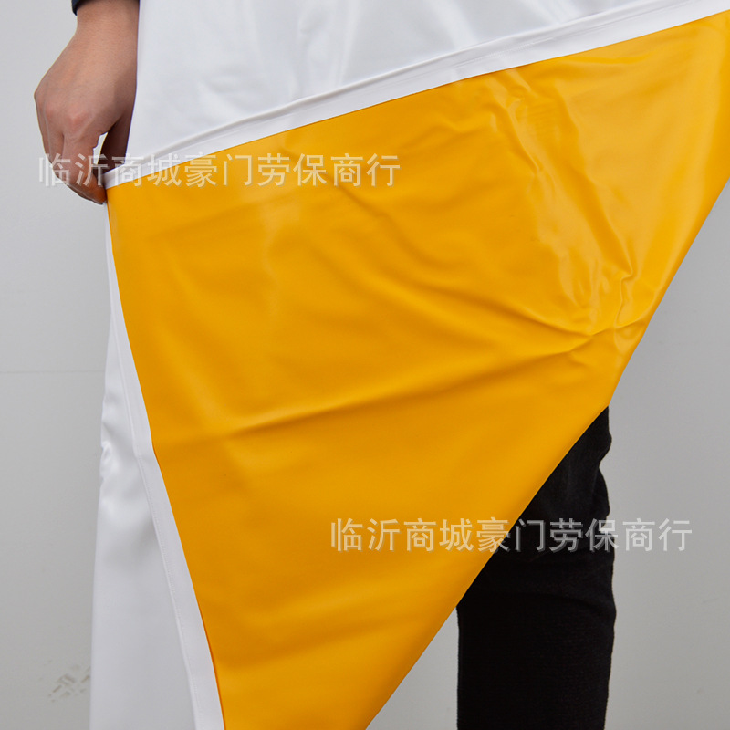 防水防油劳保围裙 加厚PVC食品厂防油耐酸碱防护围裙黑白加大围腰