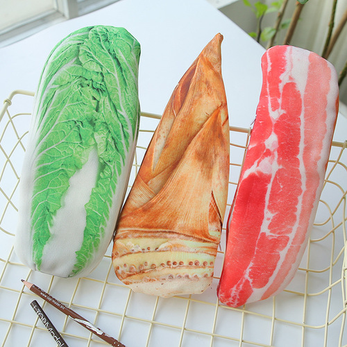 Wholesale South Korean Creative Fun Storage Pen Pouch, Vegetable-Style Pen Pouch, Simulated Pork Belly, Cabbage, Carrot, Dropshipping One Piece