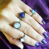D0349 Cross -border new product wholesale trendy personality gem ring diamond inlaid 4 -piece rings manufacturer straight
